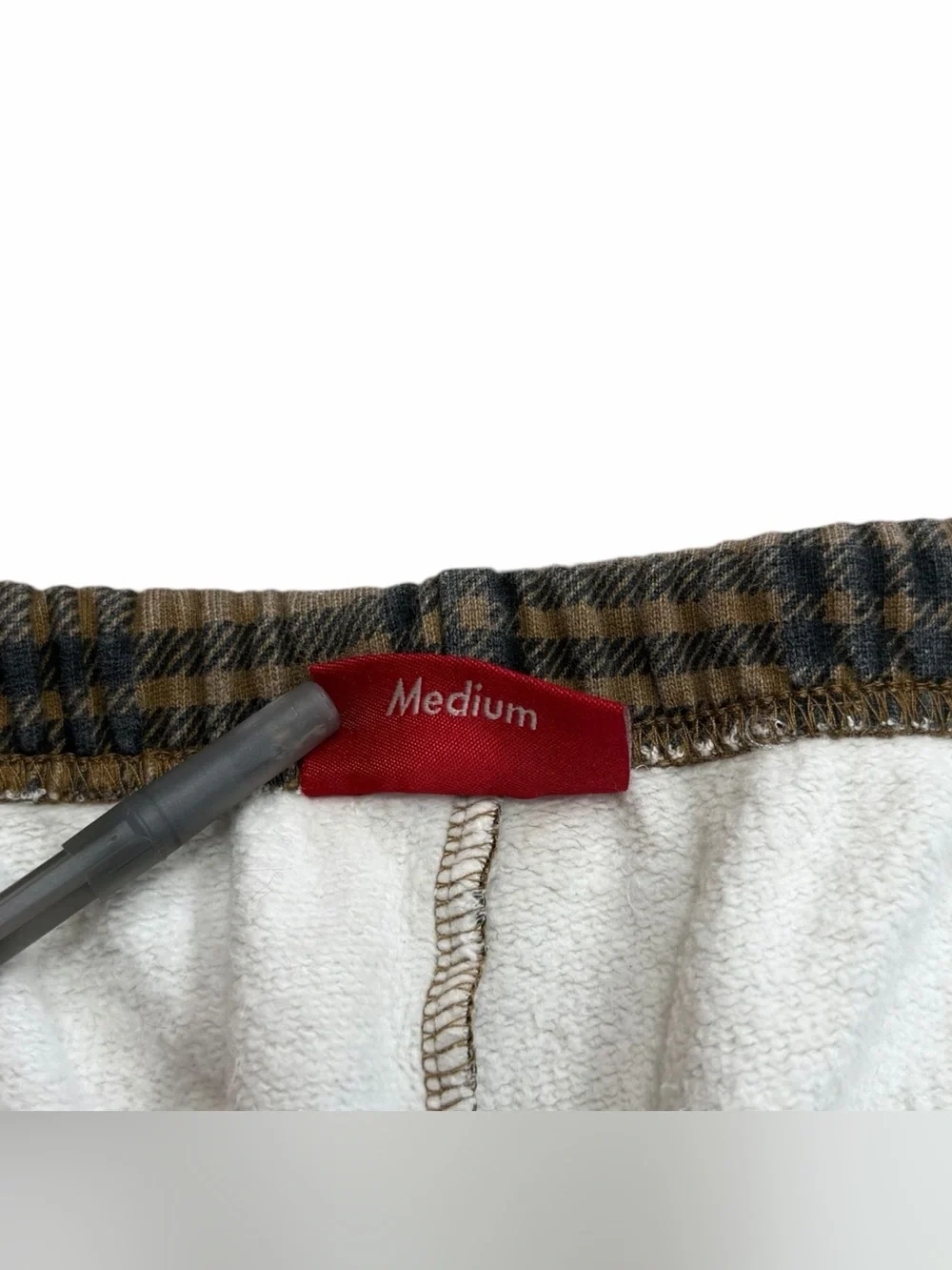 Supreme New York SS21 Mens Classic Logo Brown Plaid Cotton Sweatshorts Sz Medium